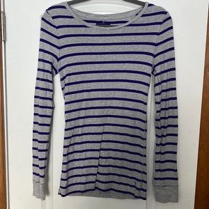 Purple and gray striped American eagle long sleeve shirt